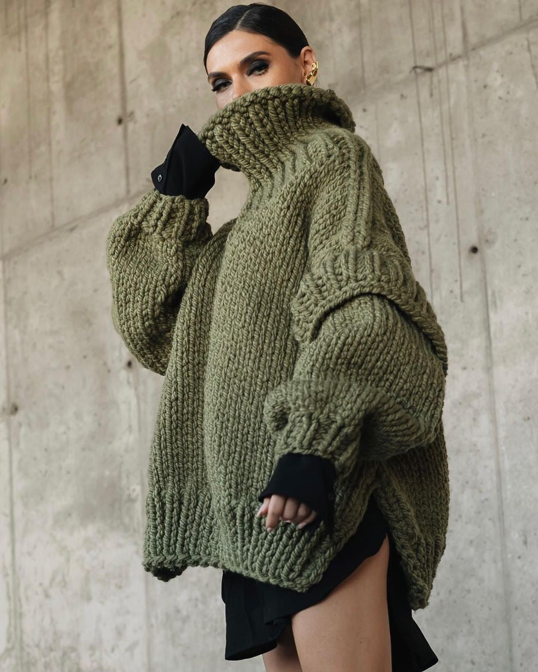 Berg-Feldt | Strick Oversize Rollkragenpullover für Damen
