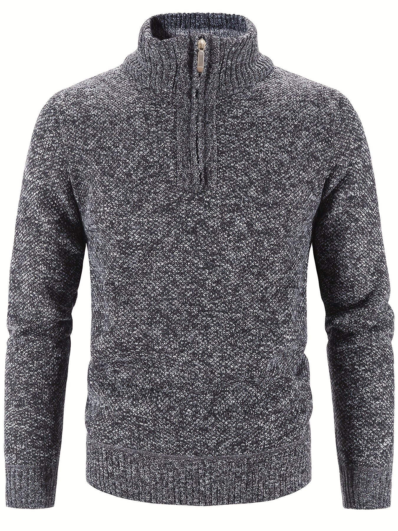Pull pour homme avec col roulé et fermeture éclair courte