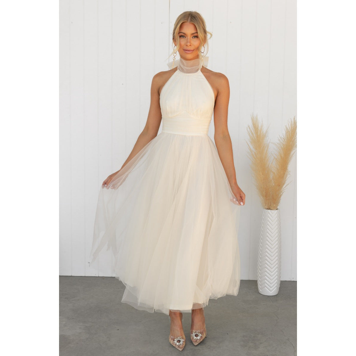 Robe femme Fudus à col roulé en maille, tombante