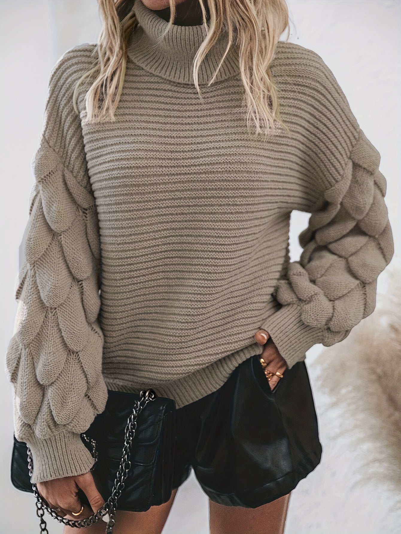 Berg-Feldt | Strickpullover mit Hohem Kragen Weich und Elegant Einzigartige Ärmel