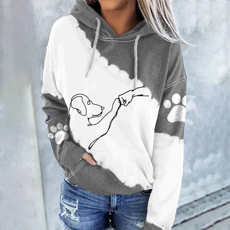 Modern, casual hoodie with dog motifs from Fudus