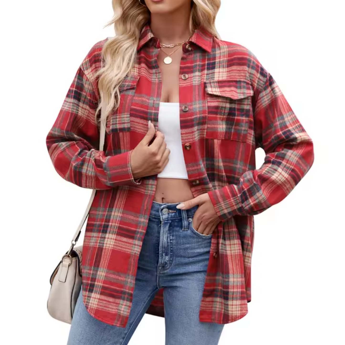 – Chemise à carreaux à manches longues