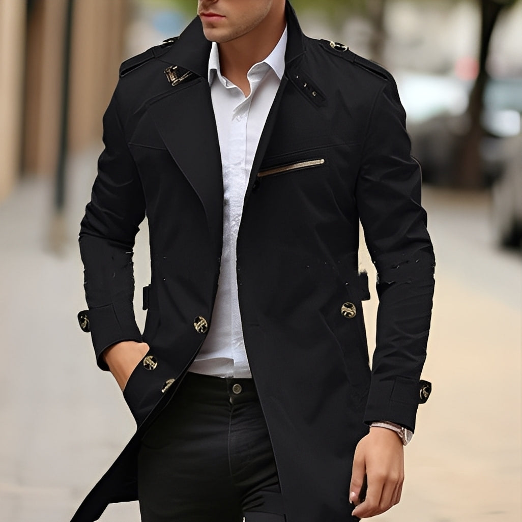 Berg-Feldt | Eleganter Trenchcoat mit umgekehrtem Kragen für Männer
