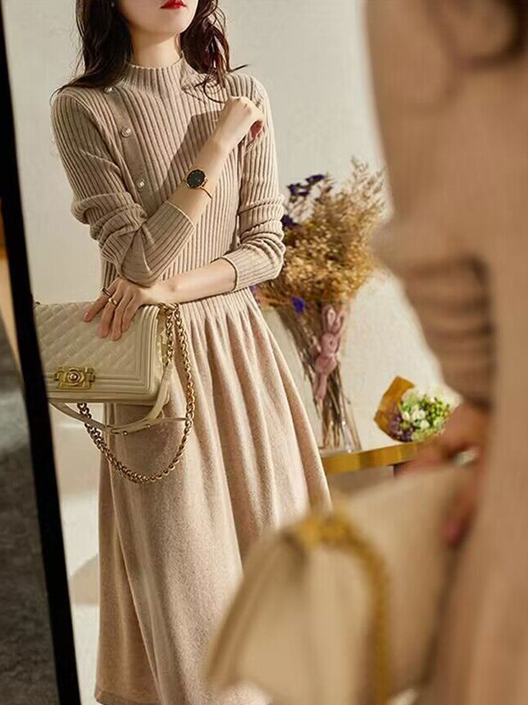 Berg-Feldt | Kleid - Elegantes Rollkragen Strickkleid