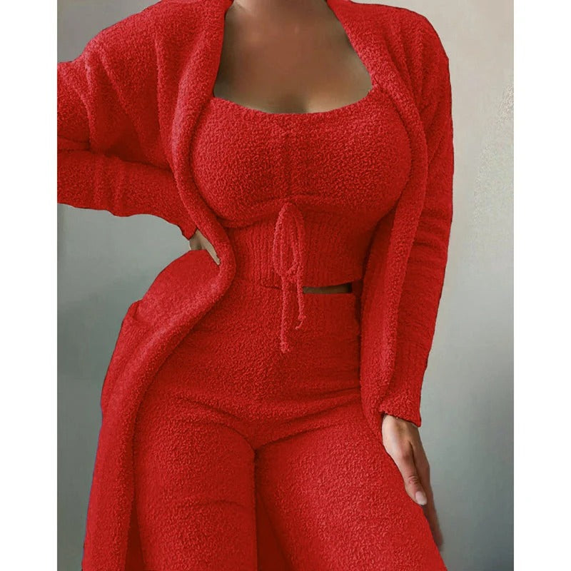 Pyjama pour femme Carlotta : Confortable pyjama 3 pièces en polaire et coton