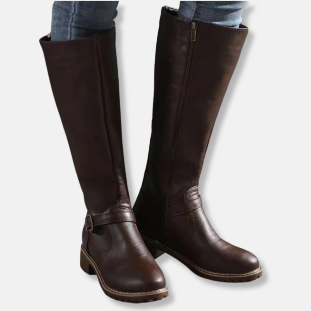 Berg-Feldt | Stiefel - Lederähnliches Material - Knielanger Schaft - Doppelte Reißverschlussöffnung