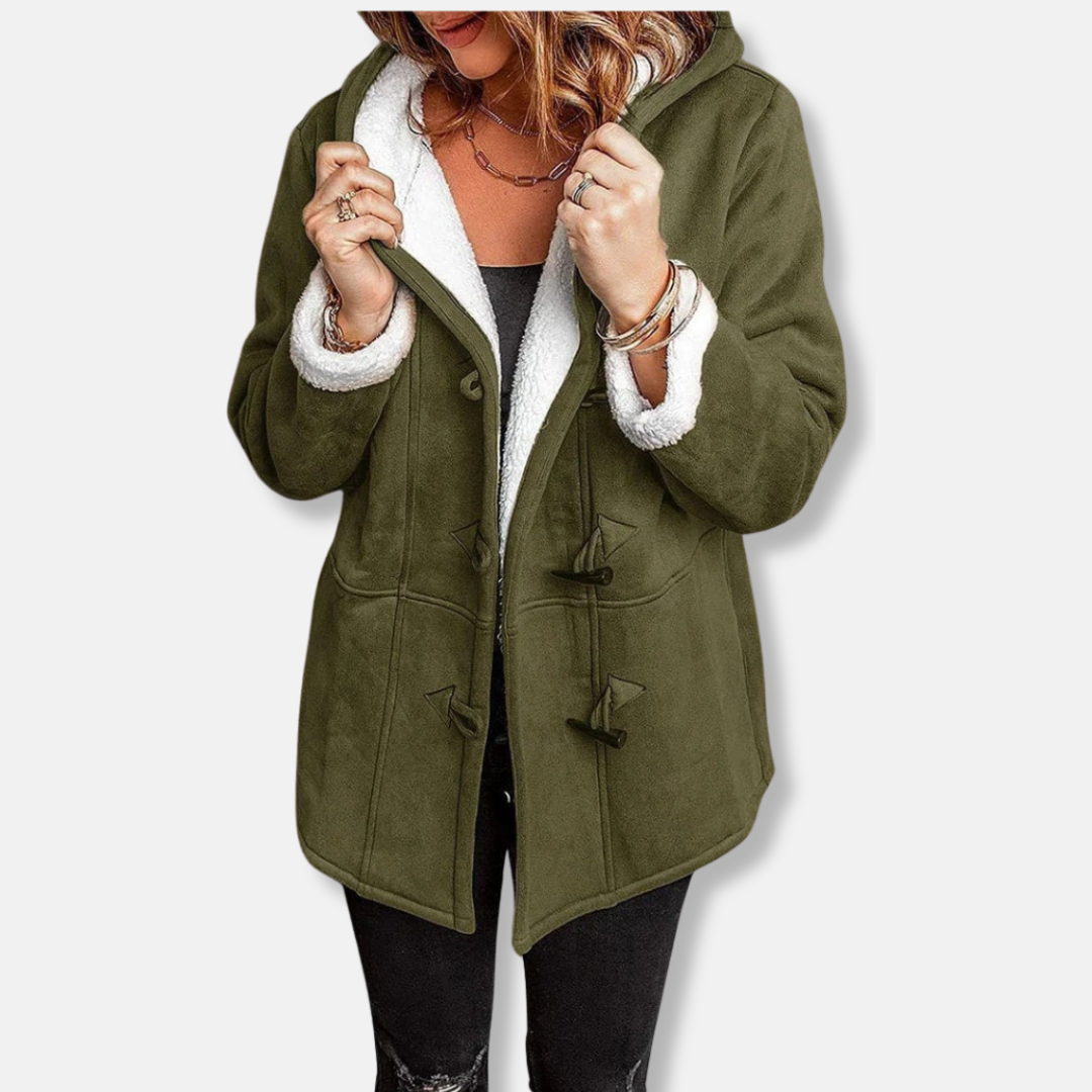 Berg-Feldt | Fleecejacke - Relaxed Fit - Kapuze - Plüschfutter - Mittellang - Toggle-Verschluss