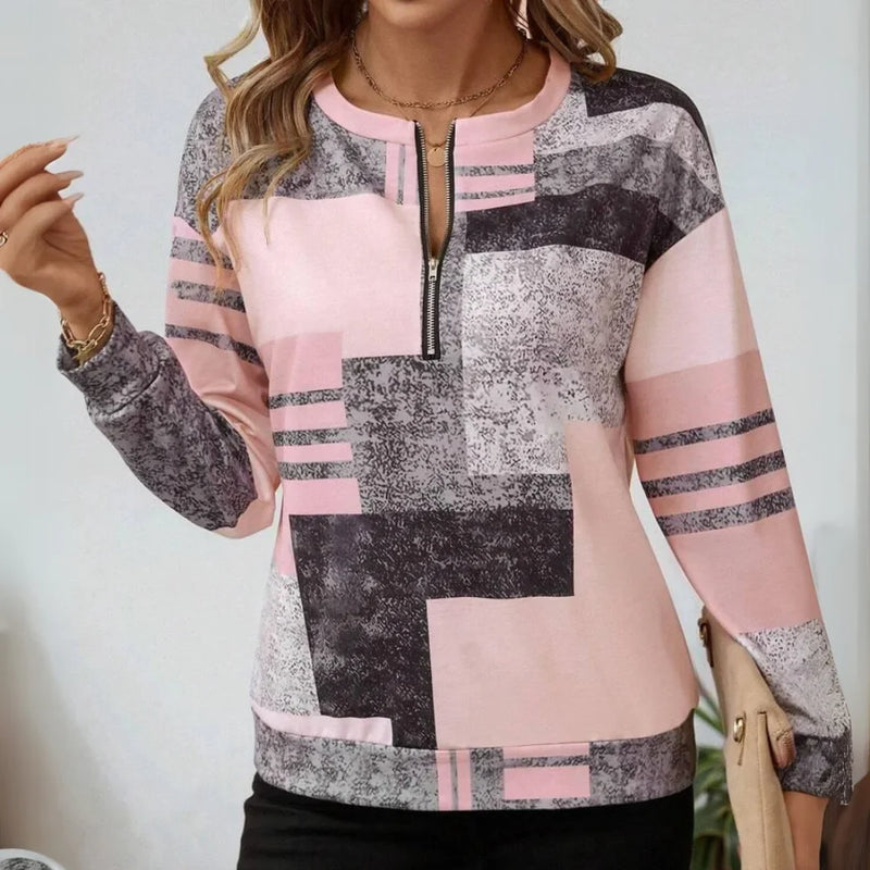Pull AGNES avec fermeture éclair à motif