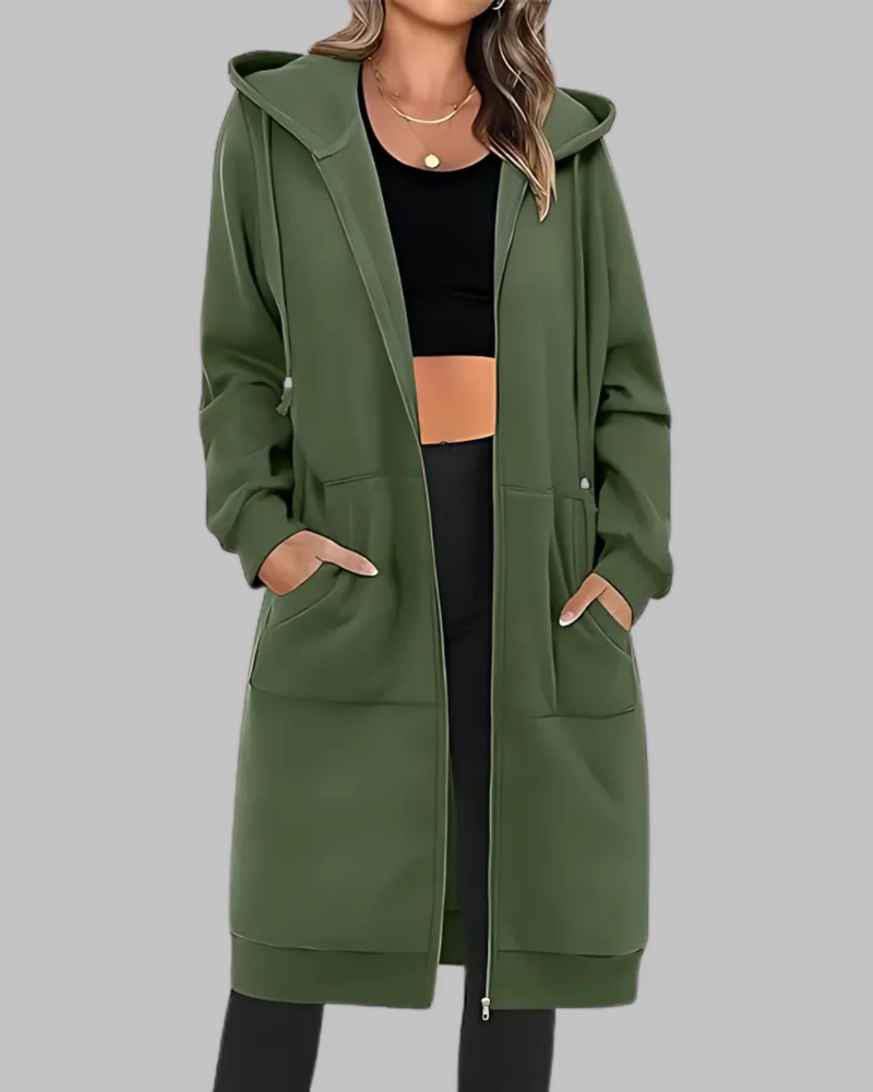 Berg-Feldt | Lässige Zip-Up Übergroße Lange Jacke