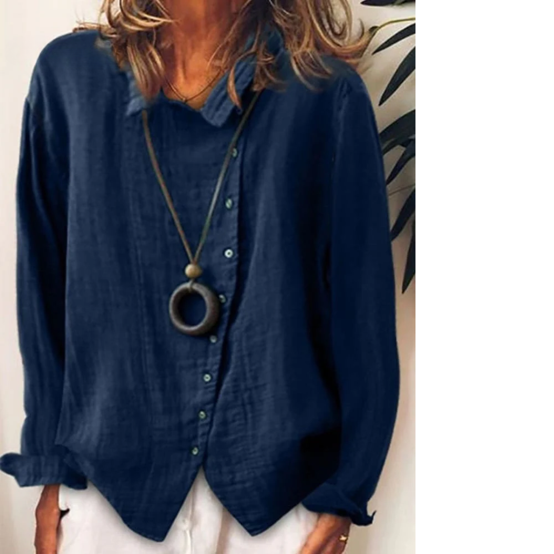 Chemise en lin de coton : décontractée et longue par Fudus
