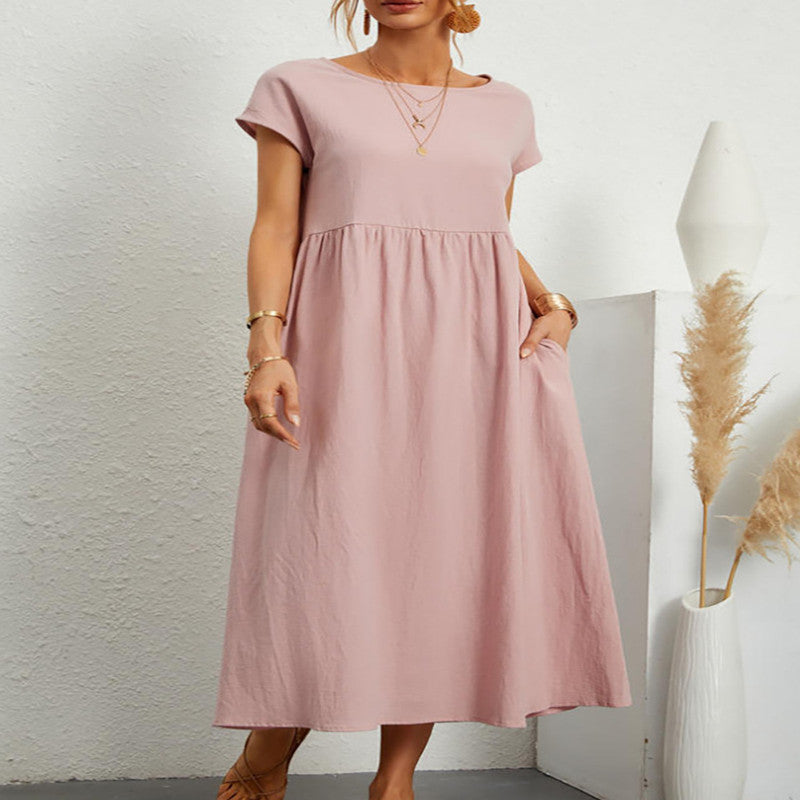Robe sans manches en coton et lin Fudus, avec poches