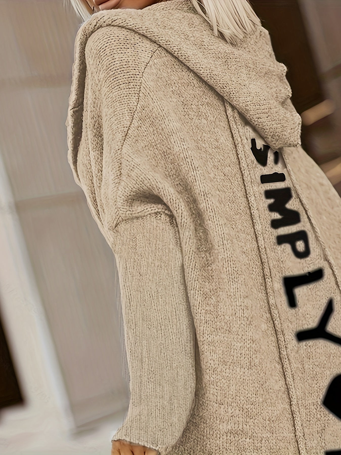 Berg-Feldt | Langer Strick-cardigan mit Kapuze Weich und Warm Trendy Druck