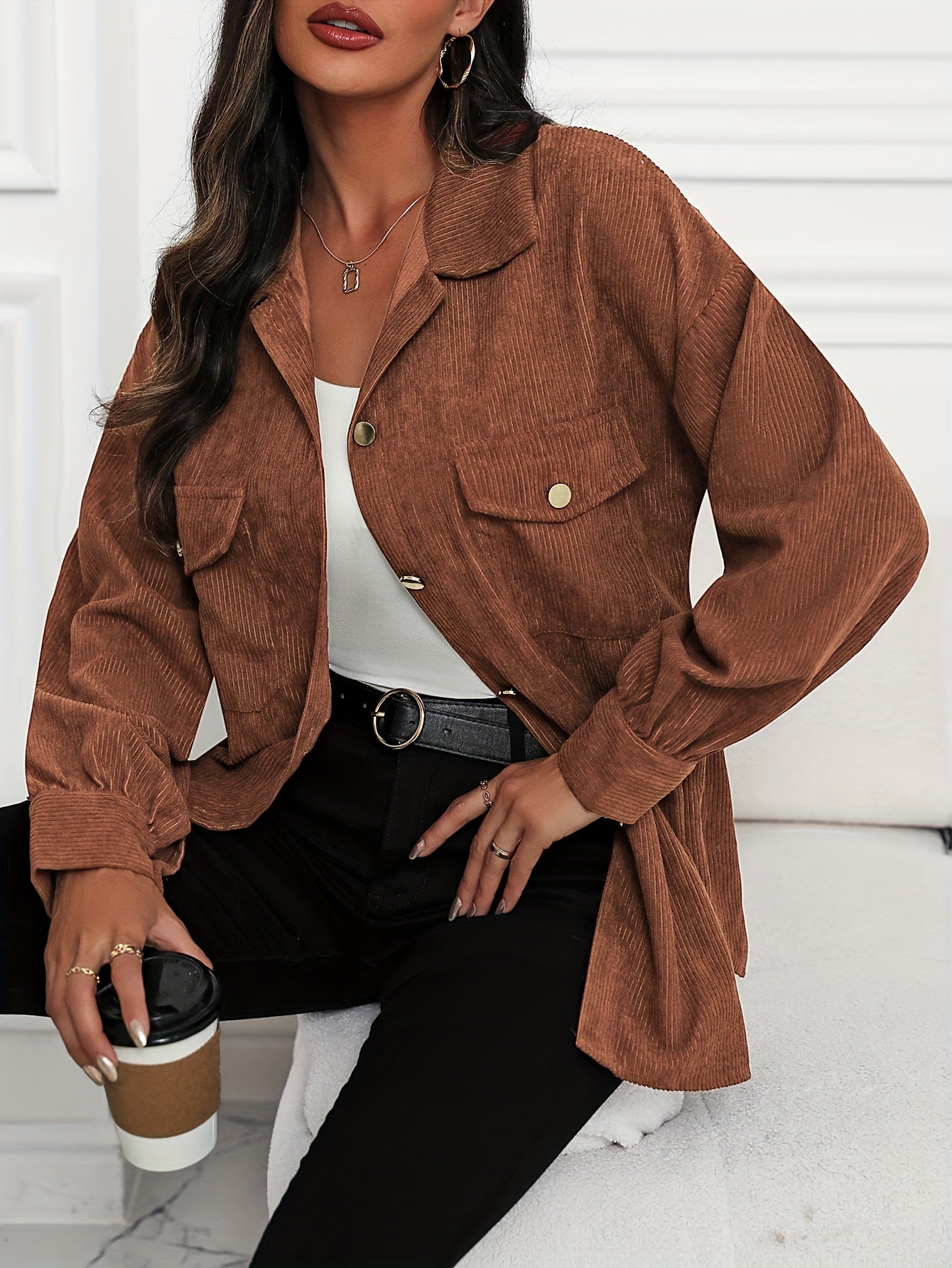 Berg-Feldt | Veste en velours côtelé doux polyester/coton Confort élégant