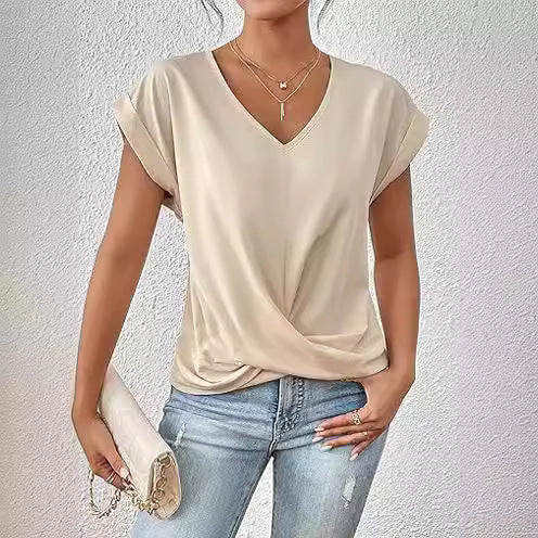 T-shirt femme Fudus à nœud asymétrique pour l'été
