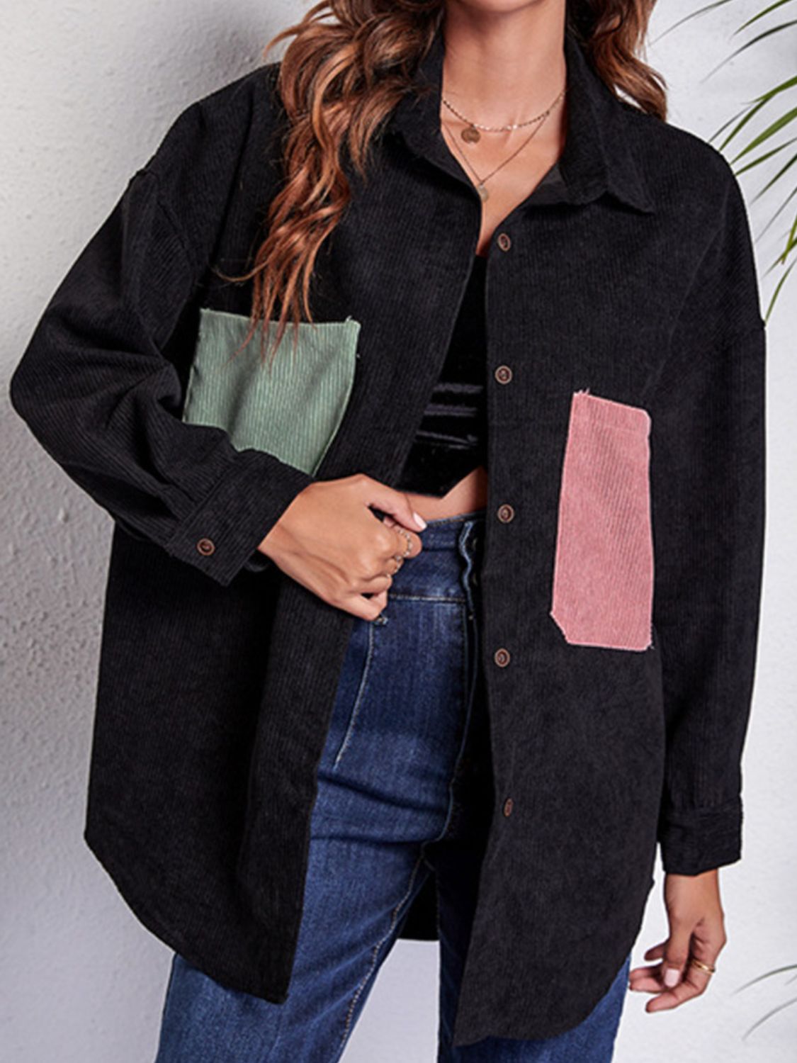 Berg-Feldt | Patch Pocket Fallen Schulter Hemd Jacke