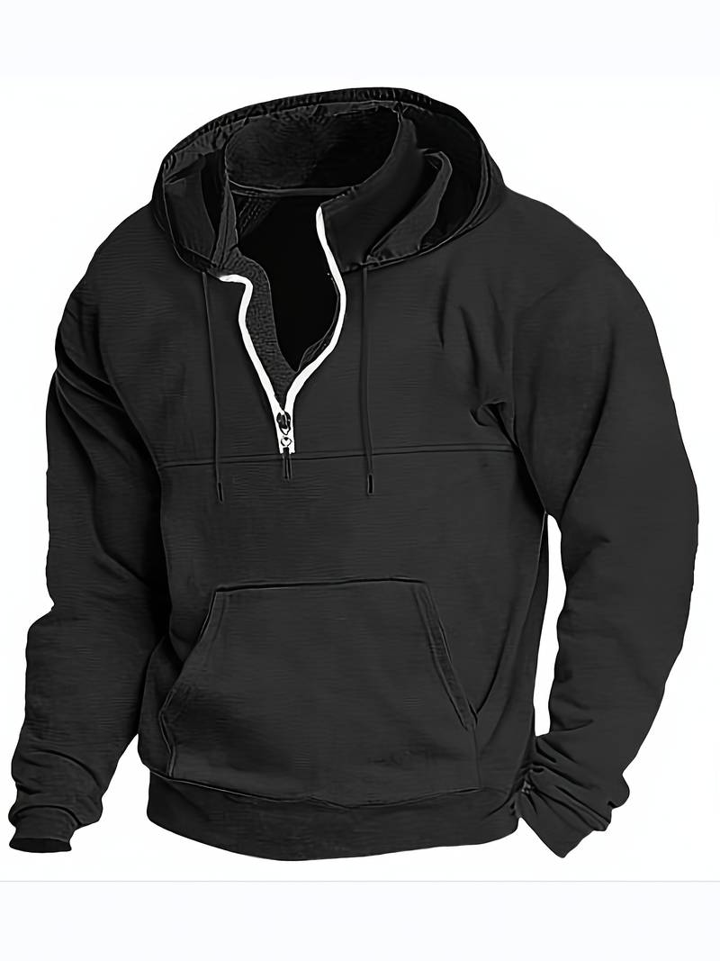 Fudus – Sweat à capuche à manches longues, demi-fermeture éclair et poches