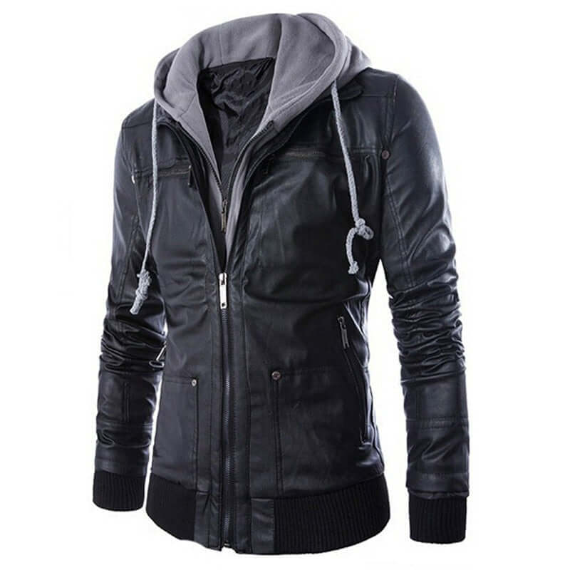Berg-Feldt | Herren vielseitige Kunstlederjacke mit Kapuze