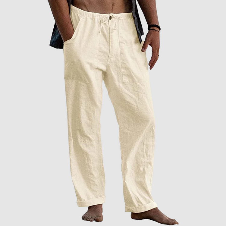 Pedro: Pantalon ample en lin pour homme avec cordon de serrage