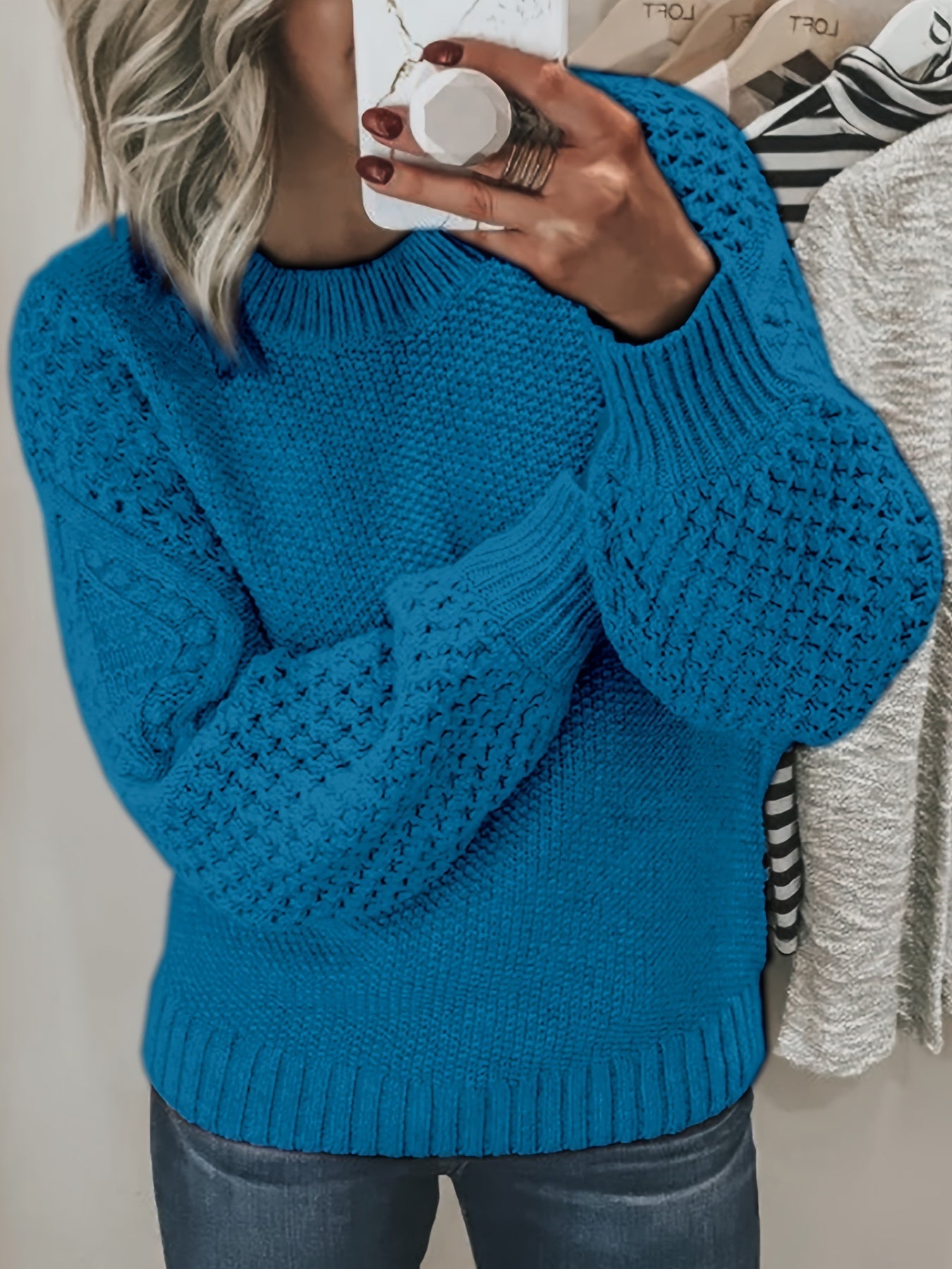 Berg-Feldt | Strickpullover mit Strukturärmeln Acryl Warm und Bequem