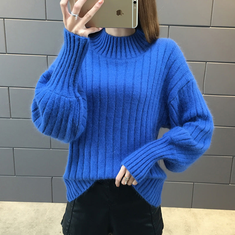 Pull tricoté épais femme, col montant, motif structuré, Berg-Feldt