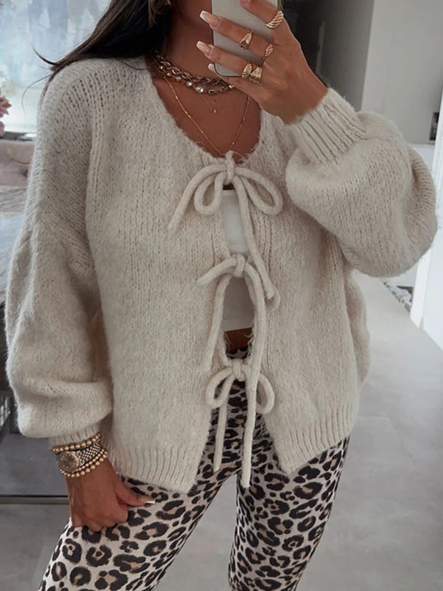 Berg-Feldt | Strickcardigan mit Schleifen Weich und Warm Trendy Look