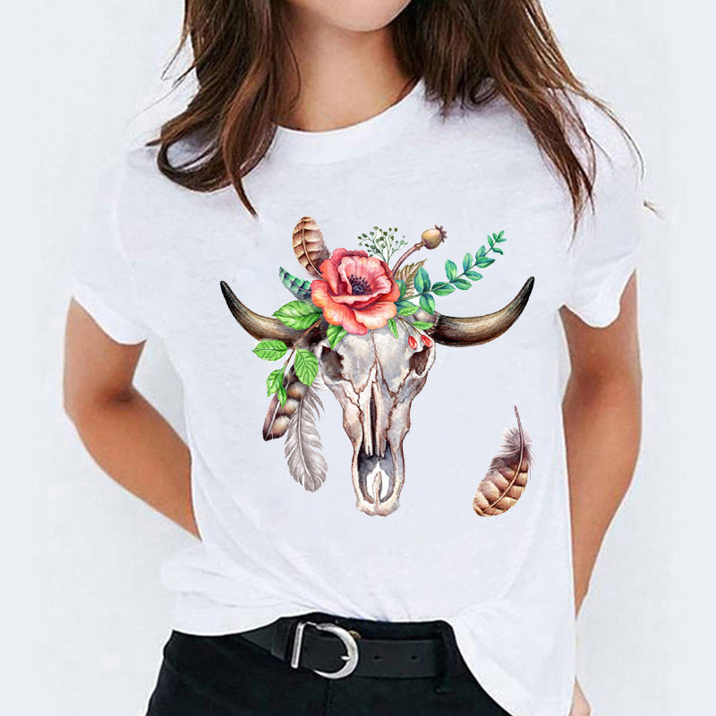 Süßes Cartoon-Shirt mit kurzen Ärmeln von Fudus