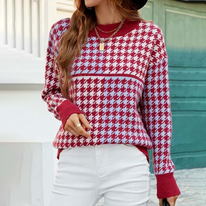 Berg-Feldt | Hundezahn-muster Bluse Acryl Klassisches Design