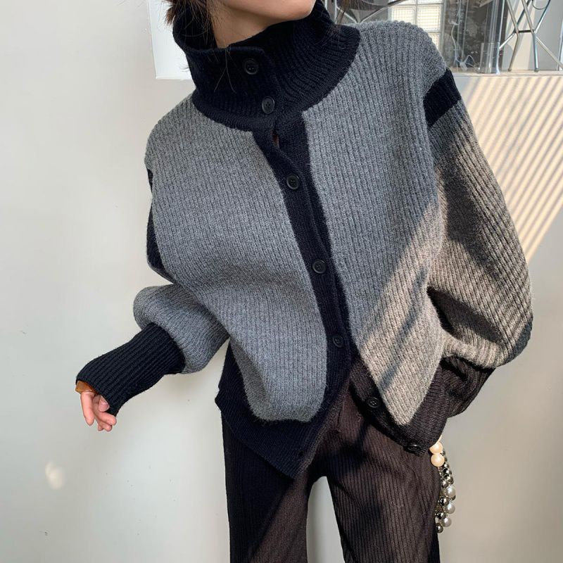 Berg-Feldt | Kontrast Strickcardigan Weich und Warm Moderner Stil