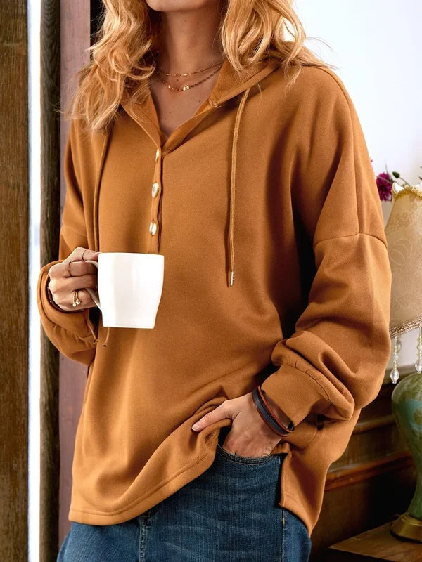 Berg-Feldt | Sweater mit Kapuze und Knöpfen