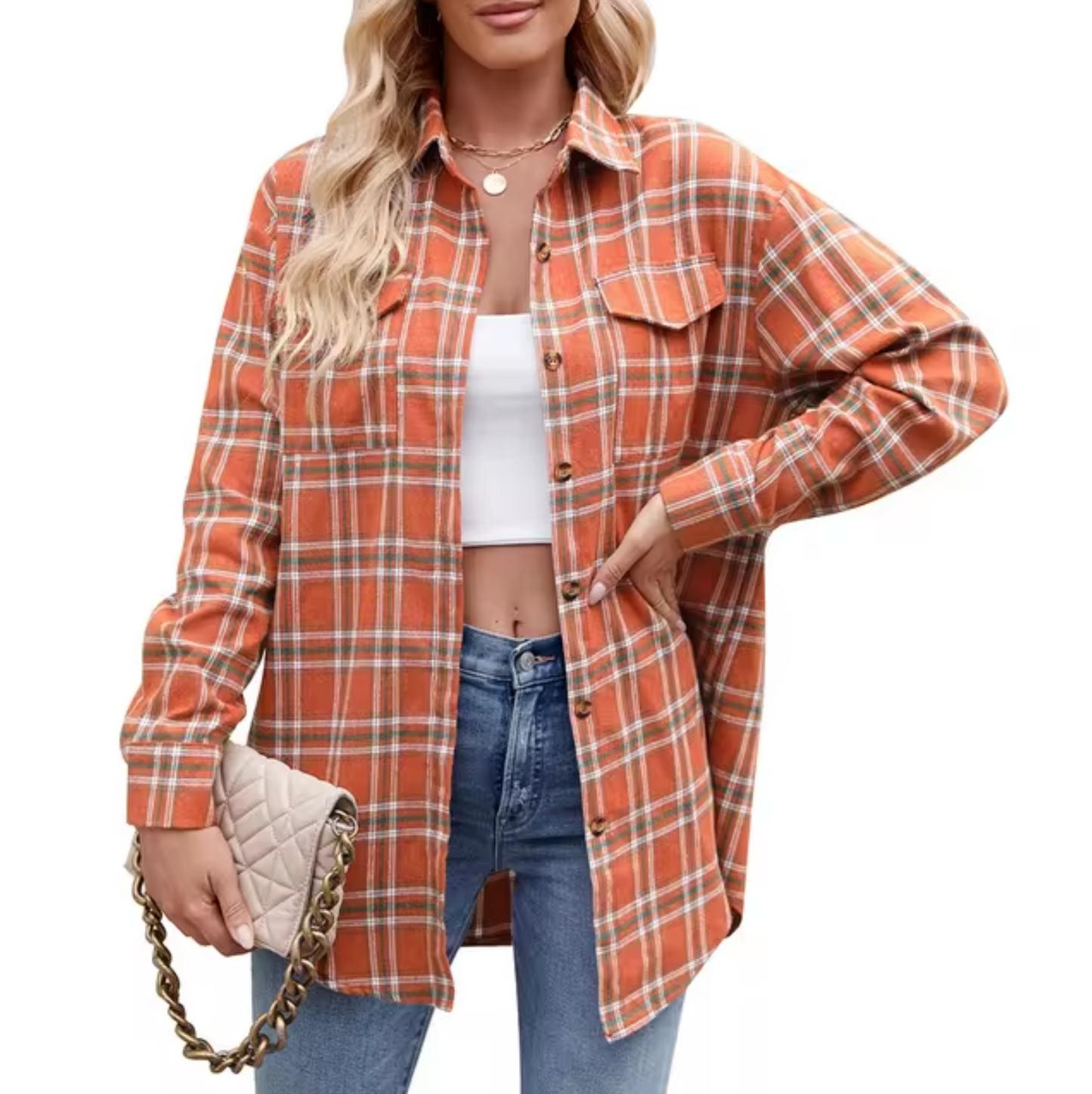 – Chemise à carreaux à manches longues