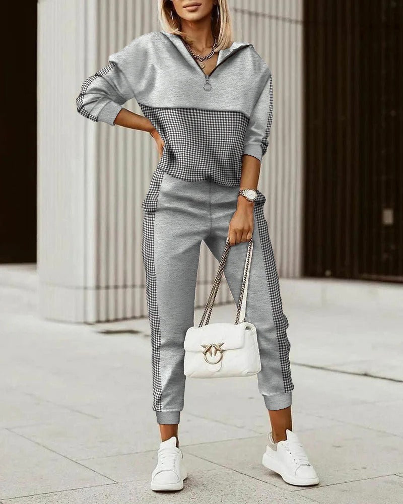 Ensemble de costume Sana : top à capuche élégant et pantalon à cordon de serrage