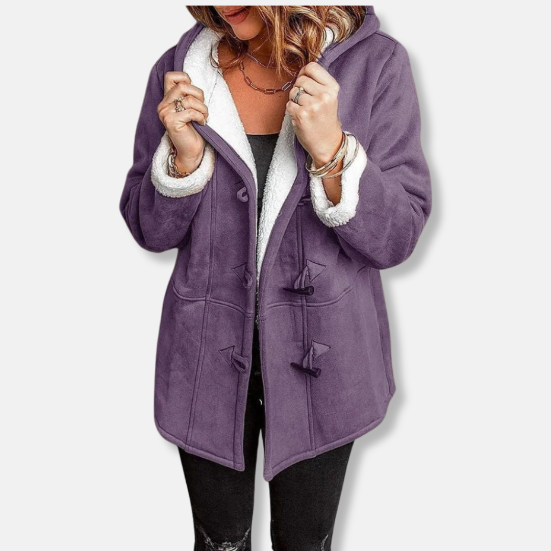 Berg-Feldt | Fleecejacke - Relaxed Fit - Kapuze - Plüschfutter - Mittellang - Toggle-Verschluss