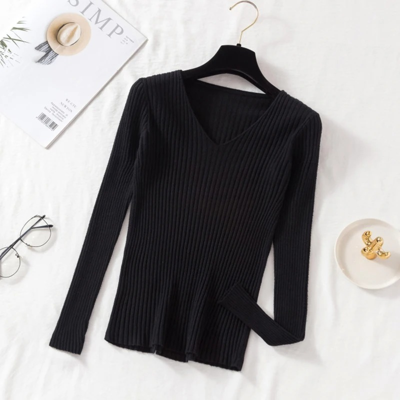 Berg-Feldt | Pullover - Slim-Fit Rippstrick V-Ausschnitt Pullover