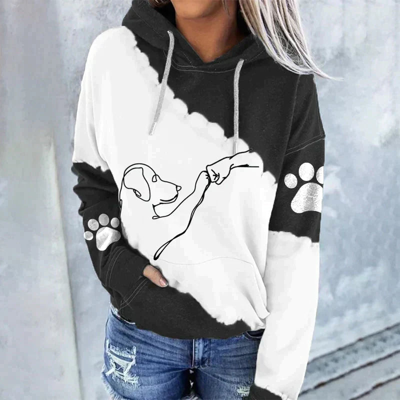 Modern, casual hoodie with dog motifs from Fudus