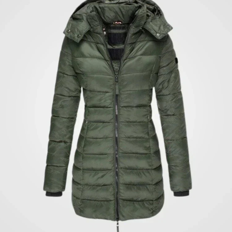 Berg-Feldt | Lange gesteppte Kapuzenjacke für Damen ideal für den Winter