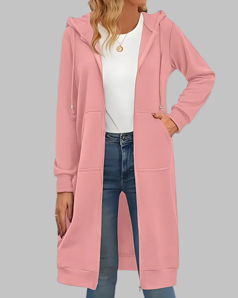 Berg-Feldt | Lässige Zip-Up Übergroße Lange Jacke