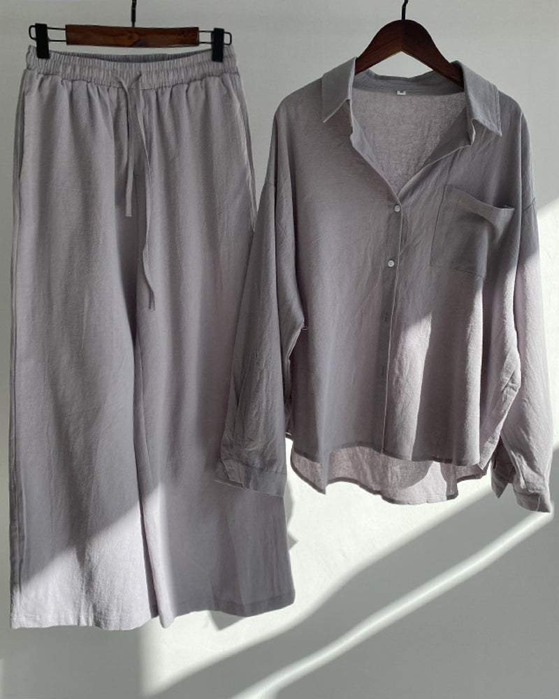 Berg-Feldt | Ensemble deux pièces uni chemise-pantalon