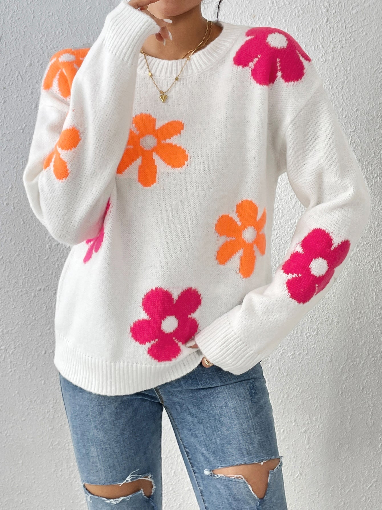Berg-Feldt | Strickpullover mit Blumenmuster