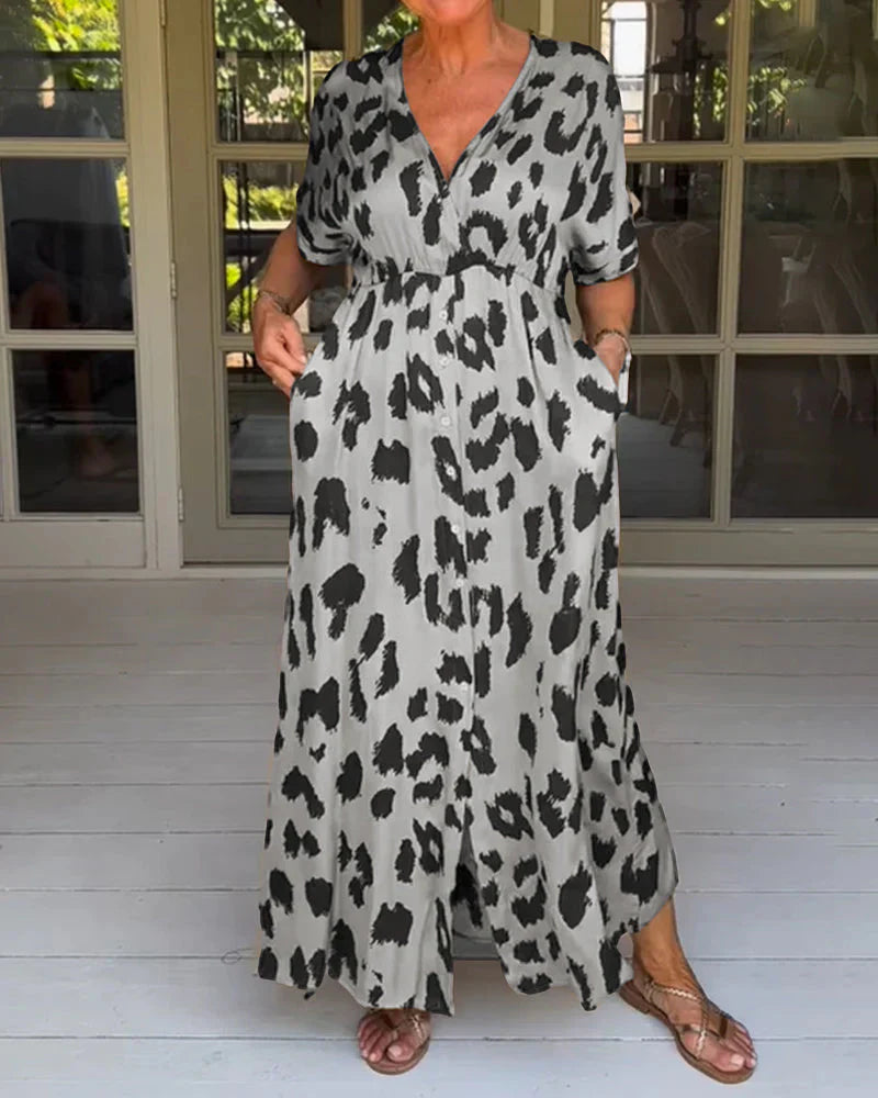 LISBETH: Robe longue à imprimé animal
