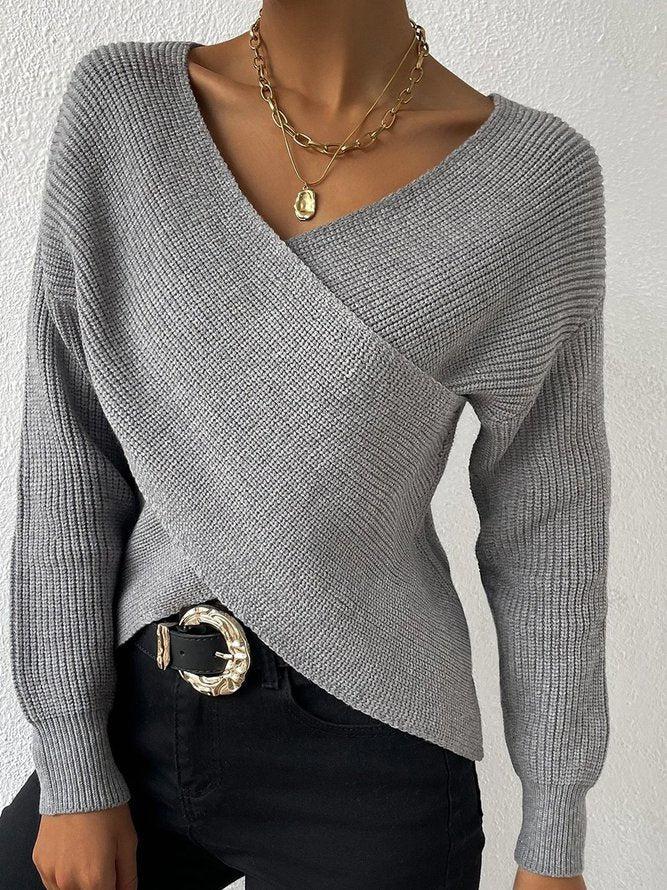 Berg-Feldt | Strickbluse mit Umschlag V-ausschnitt Elegant und Einfach
