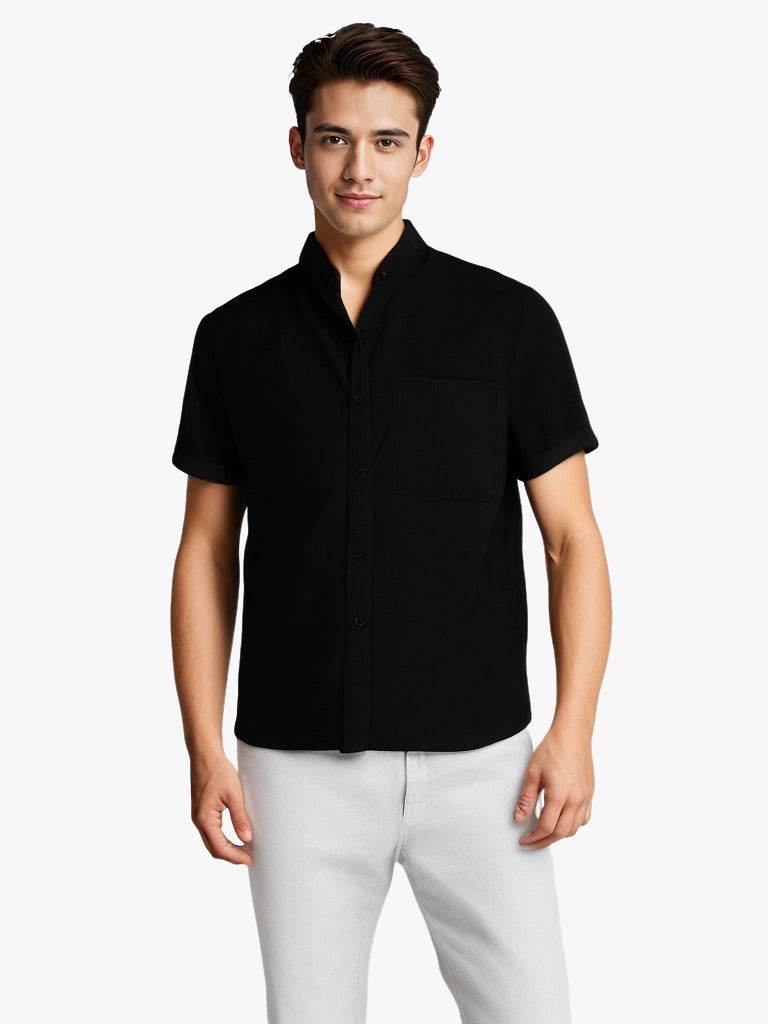 Chemise en coton et lin respirant de Fudus à manches courtes