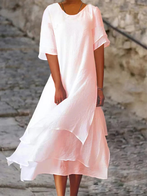 Ava Kleid: Robe fendue élégante à rayures color block