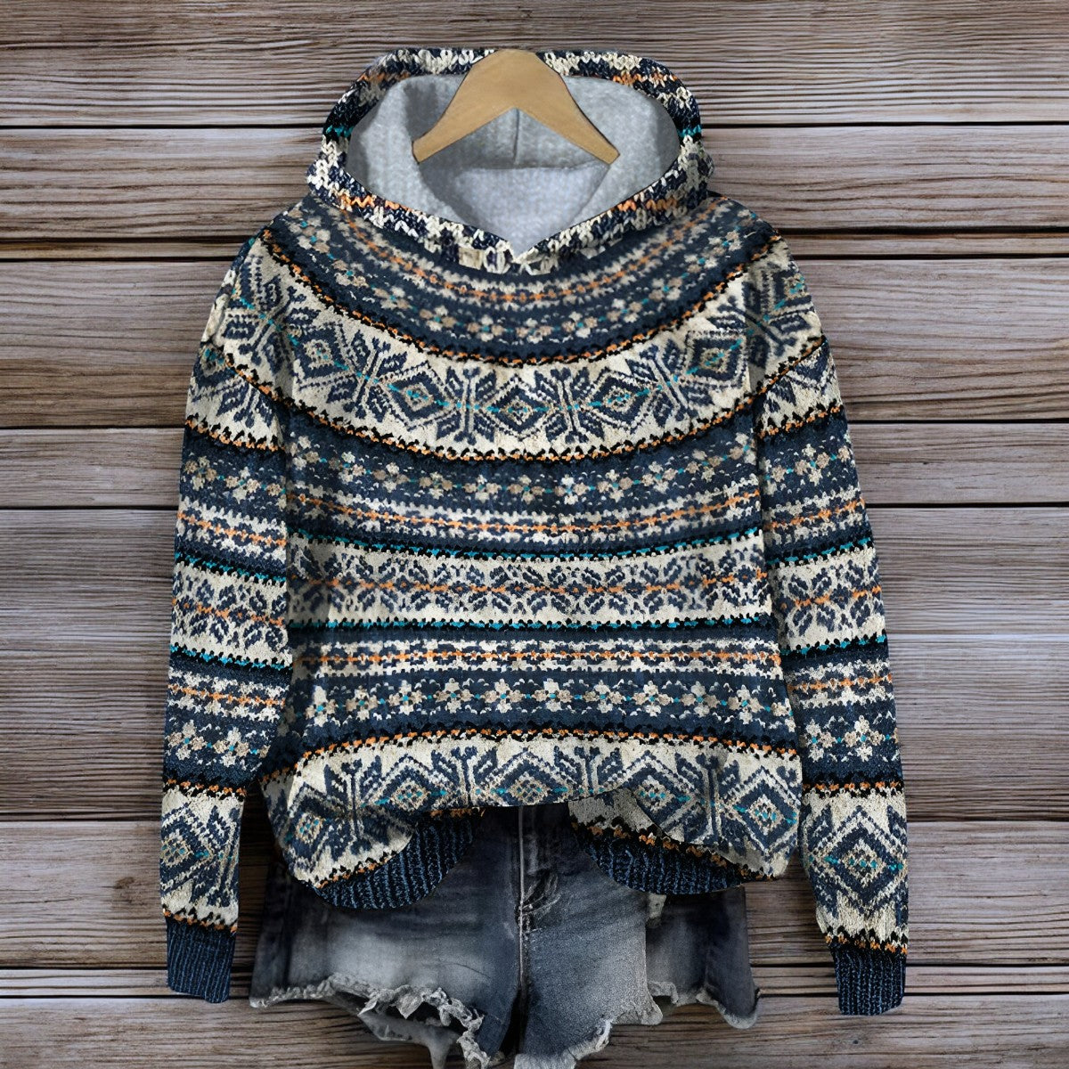 Berg-Feldt | Isländischer Gestrickter Kapuzenpullover für Den Winter