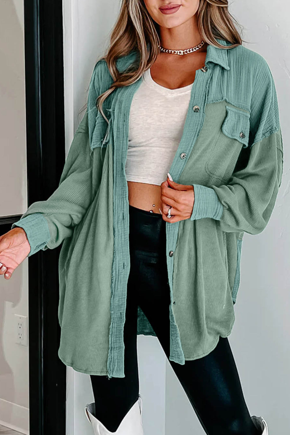 Berg-Feldt | Langes Hemd Aus Cord Baumwolle und Polyester Lässiger Stil