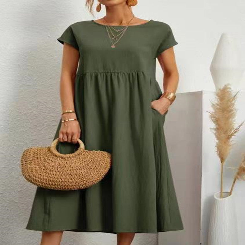 Robe sans manches en coton et lin Fudus, avec poches