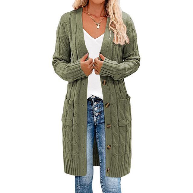 Berg-Feldt | Long cardigan cache-cœur, torsadé, tricoté et élégant