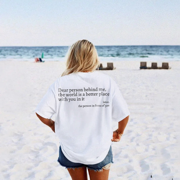 T-shirt ras du cou imprimé pour femme Fudus