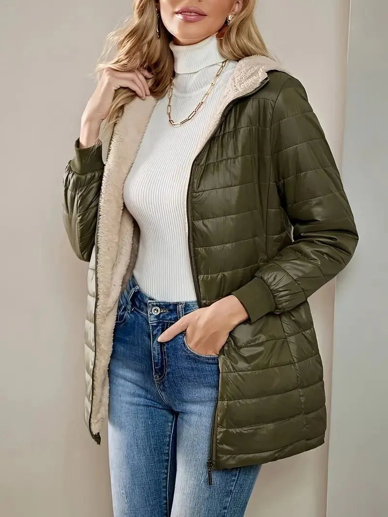Berg-Feldt | Veste matelassée à capuche, doublée polaire ample