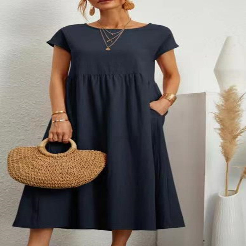 Robe sans manches en coton et lin Fudus, avec poches