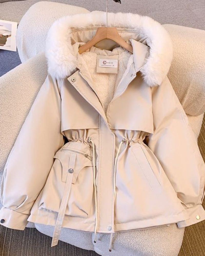 Berg-Feldt | Eleganter Brévine Mantel mit Faux-Fur-Kragen